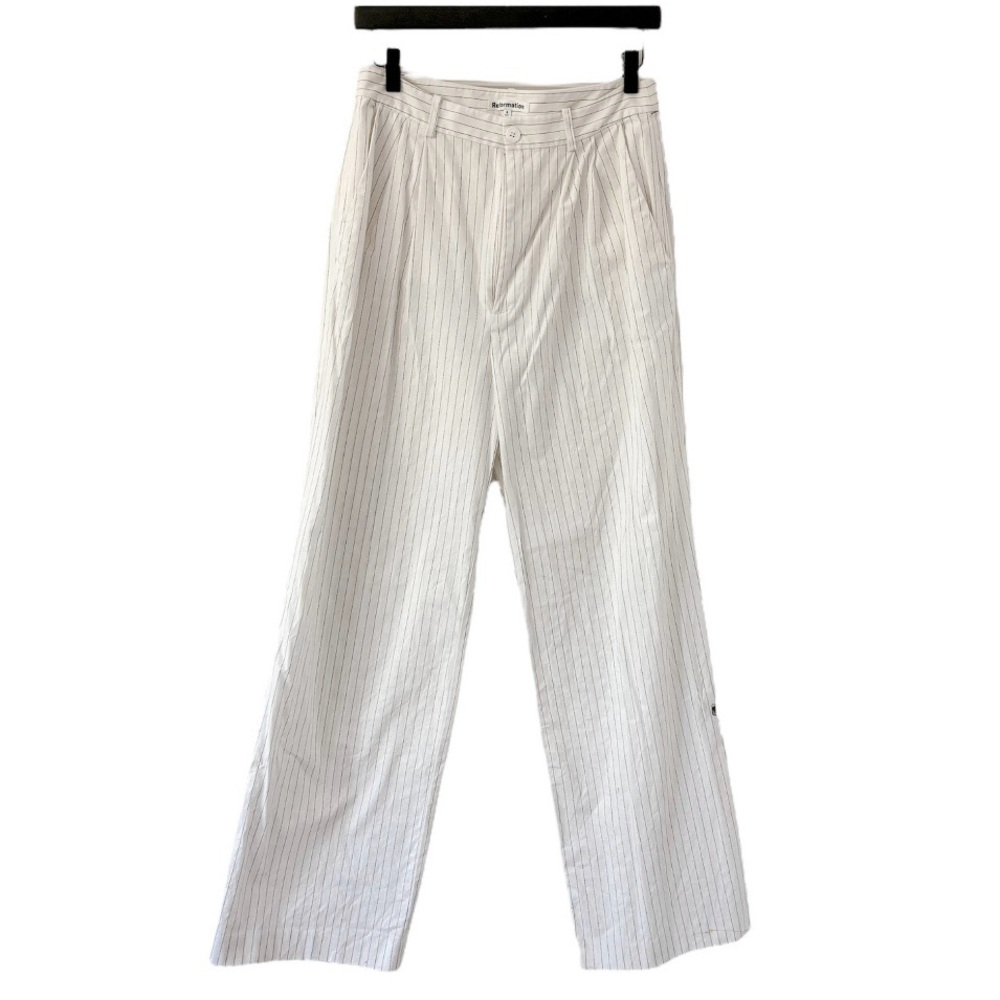 Reformation Oren Pant White Stripe